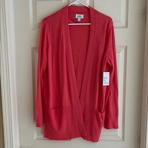 Croft and Barrow Women's Open Front "Classic Cardigan" Sweater - Medium - Coral